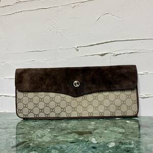 希少モデル OLD GUCCI クラッチバッグ セカンドバッグ GG金具 GG柄 PVCレザー オールドグッチ ヴィンテージバッグ インサイドアウト