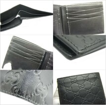 中古 美品 GUCCI グッチ グッチシマ 2つ折り 札入れ ブラック レザー 406693_画像3