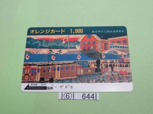 ⑥　コレクション処分品　　644　　オレンジカード国鉄　　使用済　「西京神戸間鉄道開業式」　１９８６年　　１０００円　国鉄　1種　1枚