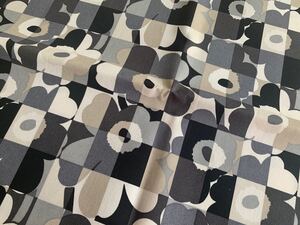 新品★marimekko はぎれ 裏面PVC生地 ミニルーツウニッコ 黒 グレー 撥水加工 mini ruutu unikko