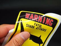 警告ステッカー シャークアタック 遊泳サーフィン禁止 車 鮫 コーションラベル サメ 危ない 注意 危険_画像3