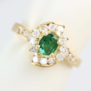 750 emerald ring D0.23 [ASI4279]