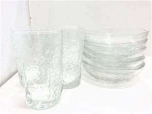 ◆佐々木硝子 SASAKI GLASS 志野路 自然柄　タンブラー ガラスコップ5個 ＆ サラダボール5個 セット