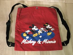 新品　未使用　当時物　Disney ディズニー　Mickey Mouse ミッキーマウス　ナップサック リュック 巾着 袋 古い　昔の　vintage retoro