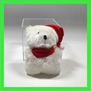 N-1031☆ クリスマス衣装　白いクマ　吸盤付き　ぬいぐるみ　動物　くま　クリスマスキャラクター　商品タグ無し