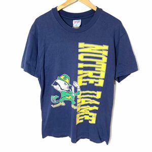 ■90s 90年代 ビンテージ USA製 Hanes NOTRE DAME ノートルダム ファイティング アイリッシュ 半袖Tシャツ 古着 スポーツ フットボール L■