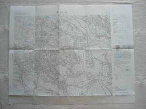 【地図】 東松山 1：25,000 昭和62年発行/ 埼玉 高崎線 東武東上線 吉見百穴 百穴射撃場 武蔵水路 文覚排水路 サイクリング道路 国土地理院