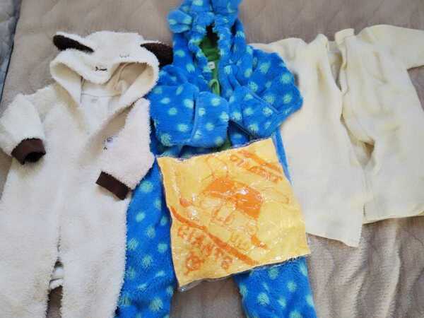 あったか 赤ちゃん 乳児 ベイビー服 モコモコロンパース 新生児 0歳から1歳70~80セット価格 バラ売り可能 ジャンアンツタオル