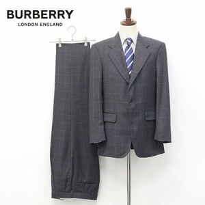 ヴィンテージ◆BURBERRYS/バーバリー ウィンドウペン柄 ウール 3B シングル スーツ チャコールグレー 48/32