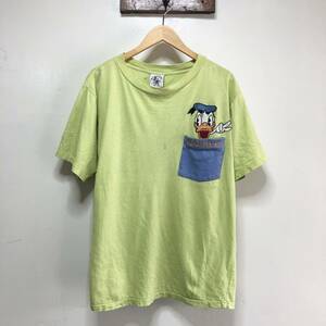 90S ヴィンテージ ディズニー 刺繍 ドナルドダック ポケット キャラクター Tシャツ ポケT DISNEY メンズL USA アメリカ古着