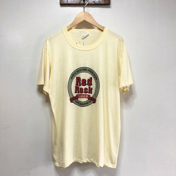 80S カナダ製 ヴィンテージ レッドロック ラガー ビール Tシャツ Red Rock LAGER メンズXL 黄色 イエロー アメリカ古着