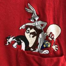 90年代 90S ヴィンテージ ルーニー・テューンズ Looney Tunes タズマニアンデビル バックスバニー 刺繍 ポケT シルベスター トゥイーティー_画像5