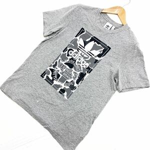 アディダス adidas 半袖Tシャツ グレー 迷彩 トレフォイル ロゴ Oサイズ 【スポーツにも カジュアルにも♪】【細身好シルエット】■EB91