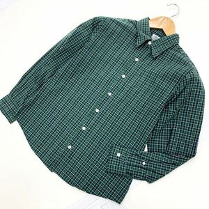 ジェイプレス ★ J.PRESS アウトドアにも◎ レディース M 長袖 シャツ グリーン チェック ブラウス キレイめデザイン♪ オンワード■BG86