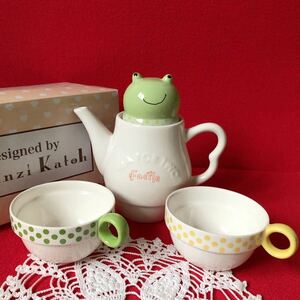 Shinzi Katoh* Kato sinji* frog * tea set * teapot * cup * coffee pot * tea Four Two /TEA FOR TWO* box attaching 