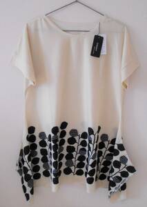 [ new goods ] lady's tunic One-piece M size panel print Hem line beige black 