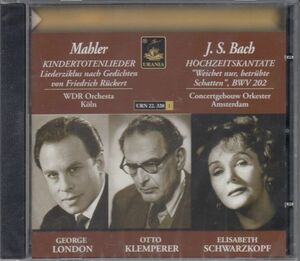 [CD/Urania]バッハ:結婚カンタータ「今こそ去れ、悲しみの影よ」BWV202他/E.シュヴァルツコップ(s)&O.クレンペラー&ACO 1948-1957