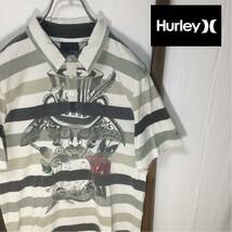 Hurley X ハーレー ボーダー でかプリント ポロシャツ_画像1