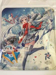 【激レア、新品】SNOWMIKU　2017　冬季アジア札幌大会　エゾモン＆雪ミク　レザーマウスパッド　初音ミク　