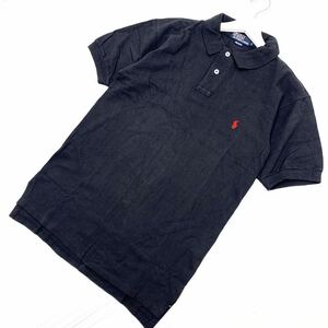 POLO RALPH LAUREN ポロラルフローレン 半袖ポロシャツ ブラック US-S 実寸M相当 比較的美品 夏物 古着 鹿の子素材■CK44