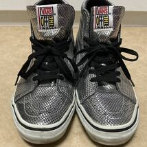 ☆ VANS SK8-HI レザー シルバー 26.0 V38SNAKE ハイカット スニーカー ヴァンズ バンズ スケートハイ スネーク オールドスクール ブラック_画像4