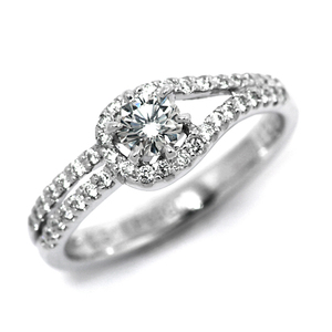 婚約指輪 エンゲージリング ダイヤモンド 0.4カラット プラチナ 鑑定書付 0.42ct Eカラー VS1クラス 3EXカット GIA 22090-2591 HKER*0.4