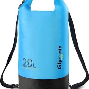 防水バッグ 防災バッグ 大容量 20L アウトドア用 水泳 海 温泉 キャンプ ビーチ お釣り防水ケース付き ブルー