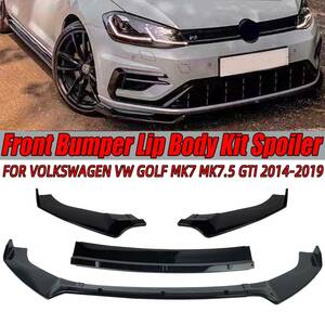 3個 車 フロントバンパーリップスポイラーディフューザーカバーガードフォルクスワーゲンVWゴルフMK7 MK7.5 GTI R GTD 2014-2019