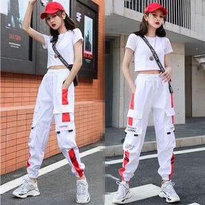 カーゴパンツ ジョガーパンツ ラインパンツ ボトムス ワークパンツ テーパードパンツ 原宿系 レディース メンズ 白 赤 M L
