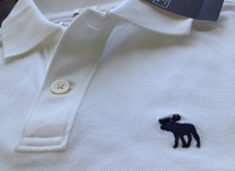 【既決USA】アバクロ ★ Abercrombie@完売胸元刺繍【Moose】ロゴ入半袖ポロシャツ 【Abercrombie Men's STRETCH ICON LOGO POLO】 白 @2XL_画像9