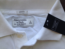 【既決USA】アバクロ ★ Abercrombie@完売胸元刺繍【Moose】ロゴ入半袖ポロシャツ 【Abercrombie Men's STRETCH ICON LOGO POLO】 白 @XL_画像7