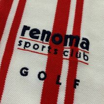 抜群なデザイン renoma golf レノマゴルフ ストライプ 鹿子 ポロシャツ メンズ Mサイズ レッド ネイビー_画像5