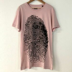 奇抜 良品 DIESEL ディーゼル ビッグ指紋 半袖 tシャツ メンズ XSサイズ くすみピンク