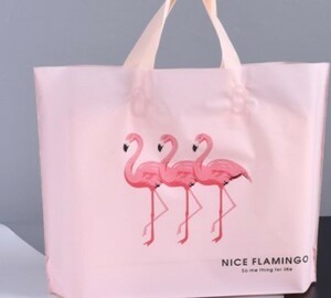 ビニール手提げ袋　バッグ　纏め売り　Sサイズ　20枚　ピンクのフラミンゴ　ビニール袋　手提げ袋　小物用袋　ラッピング　配送袋　③