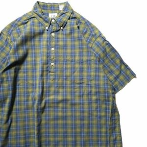 90's 00's ギャップ GAP チェック ボタンダウン プルオーバー コットンシャツ (M) 青 緑 90年代 00年代 旧タグ オールド 白タグ レア