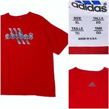 USA製 90’s adidas アディダス ヴィンテージ Tシャツ ブラックレター オールドイングリッシュ フォント XL サイズ ロゴ スリーライン_画像1