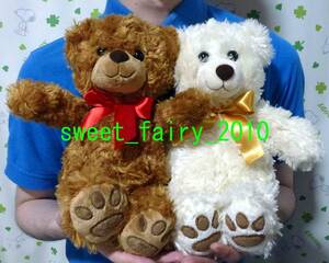  bear * BIG! pretty bear soft toy / 2 kind / tea color / white bear / rose boa / pretty / ribbon / outside fixed form postage 510 jpy!