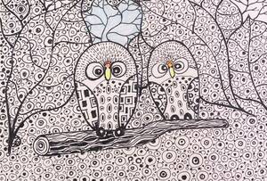 Art hand Auction Susumu Sekiguchi Friendly Owl, Hand-drawn drawing/autographed, certificate, Comes with a high quality frame, free shipping, mixed media, artwork, painting, others
