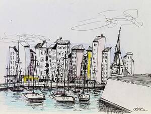 Art hand Auction Honfleur by Susumu Sekiguchi, Hand-drawn and autographed, certificate, Comes with a high-quality frame, free shipping, Mixed Media, Artwork, Painting, others