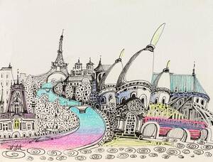 Art hand Auction Susumu Sekiguchi PARIS, Hand-drawn and autographed, certificate, Comes with a high-quality frame, free shipping, Mixed Media, Artwork, Painting, others