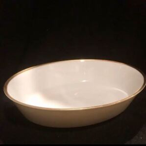 ノリタケ noritake オーバル皿 深皿 楕円形 大 大皿白に縁には金箔 ゴールド