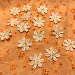 ワッペン お花 15枚セット デイジー マーガレット 花 刺繍ワッペン 白にレモンイエロー