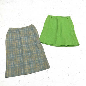 USA old clothes 70s wool skirt 2 pieces set / Vintage VINTAGEtsuigi- pcs shape tight Mini America retro tsuigi-70 period nep