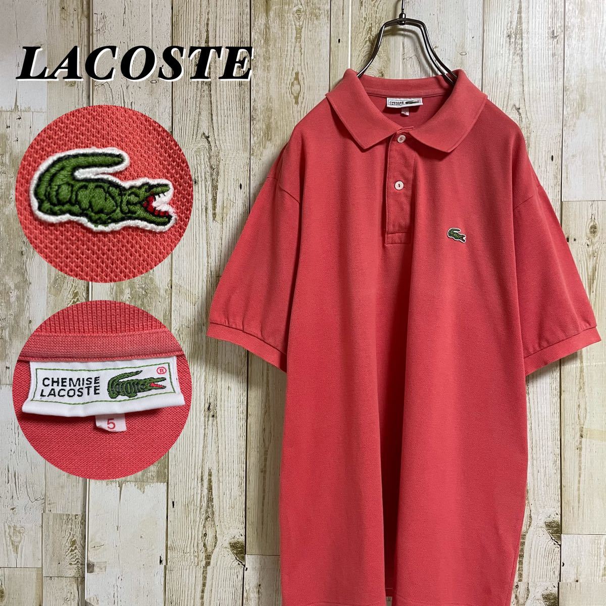 ビッグサイズ】LACOSTE ラコステ 刺繍ロゴ 裾スリット 半袖ポロシャツ