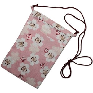 お祭用品 ポーチ 縦長 桜 ピンク/白K-5