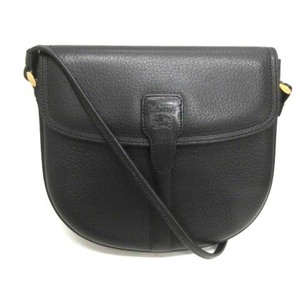 Burberrys Burberrys Vintage sac à bandoulière Pochette cuir Logo doublure Nova Check noir noir YM927 / TK dames Burberry, sac, sac, sac à bandoulière