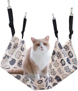 ペットハンモック 猫50x40cm 6 kgまで冬夏両用 調節可能(ホワイト)