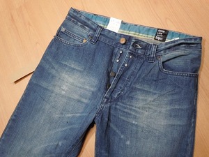 o384* не использовался неиспользуемый товар * обычная цена 7600 иен Bobson BST11103 б/у обработка джинсы W28* Denim брюки быстрое решение *