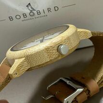 新品 即決価格 メンズ 44mm 日本製クオーツ ボボ バード BOBO BIRD ウッドウォッチ　竹製Xレザー_画像5