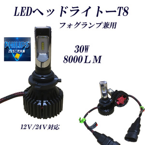 LED ヘッドライト HB4 9006 PHILIPS ZESチップ T8 一体型 60W 8000LM 6500K フォグランプ 車検対応